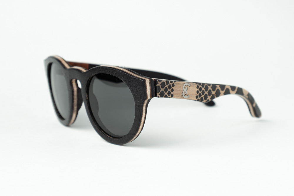 Oak inlay wood framed sunglasses