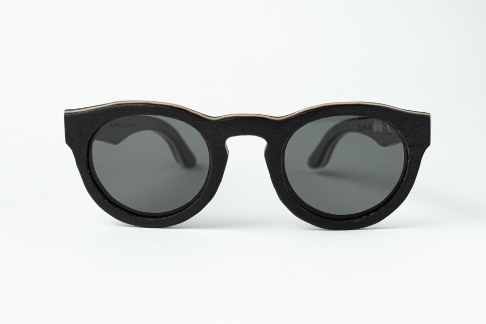 round style wood frame sunglasses